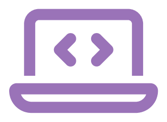 Icon of a laptop displaying code angle brackets, representing scanning inside the developer's IDE.